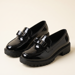 Classic Low-Heel Bow-Detail Patent Loafers — hero view