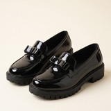 Classic Low-Heel Bow-Detail Patent Loafers — hero view