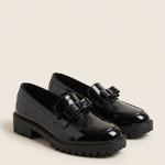 Classic Low-Heel Bow-Detail Patent Loafers — Black variant