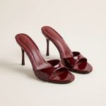 Cleo Elegant Patent Everyday Mules — Wine red variant
