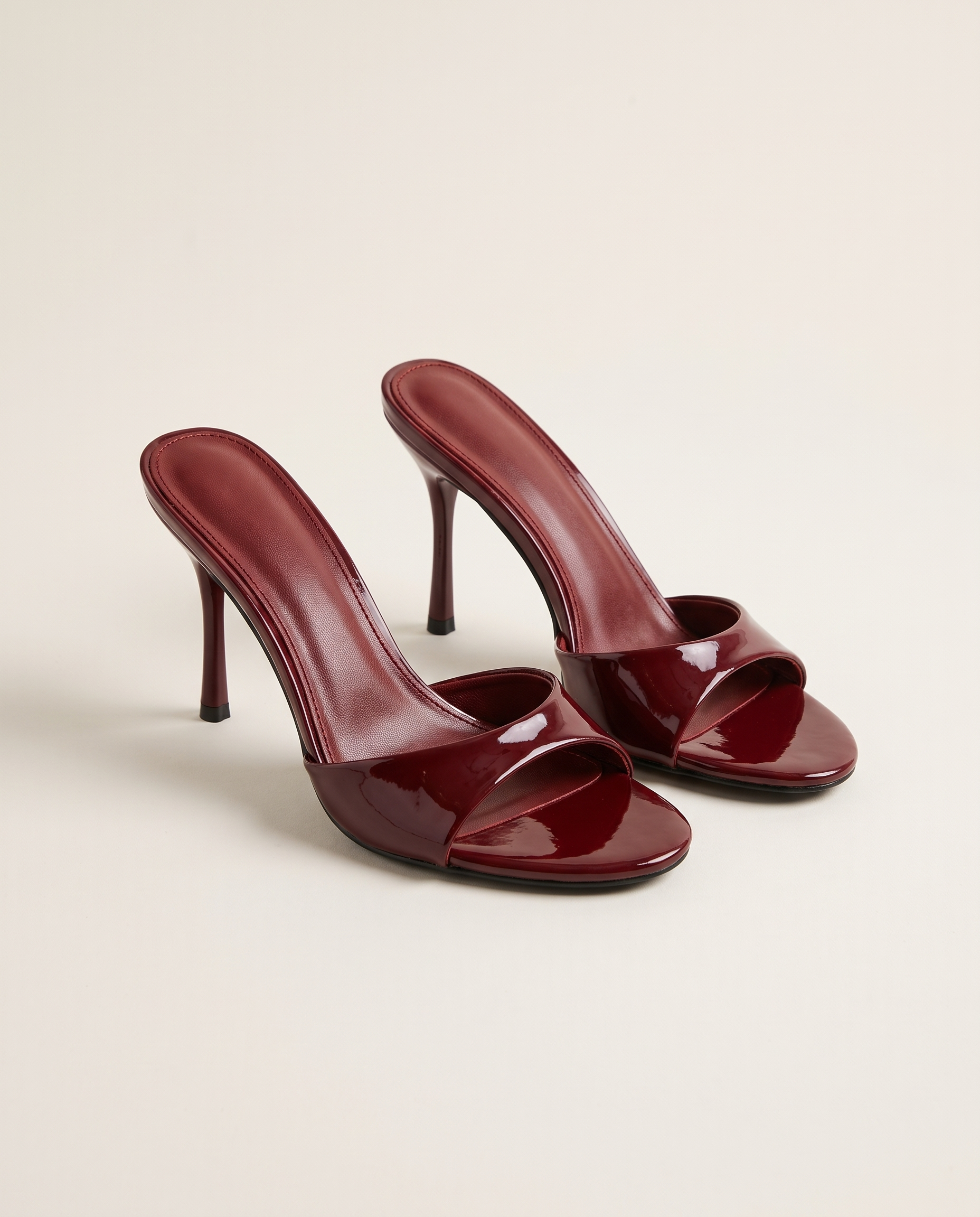 Cleo Elegant Patent Everyday Mules — Wine red variant