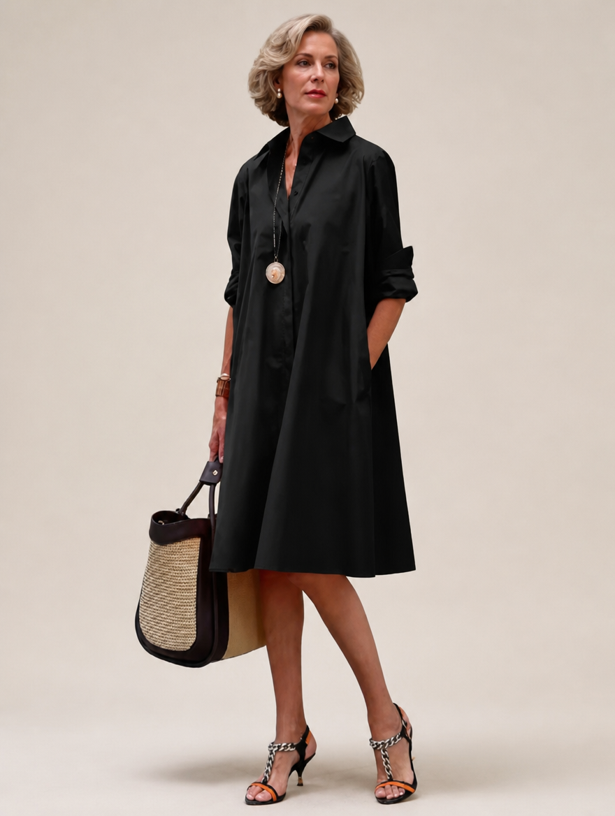 Collared A-Line Dress with Pockets – primary product view