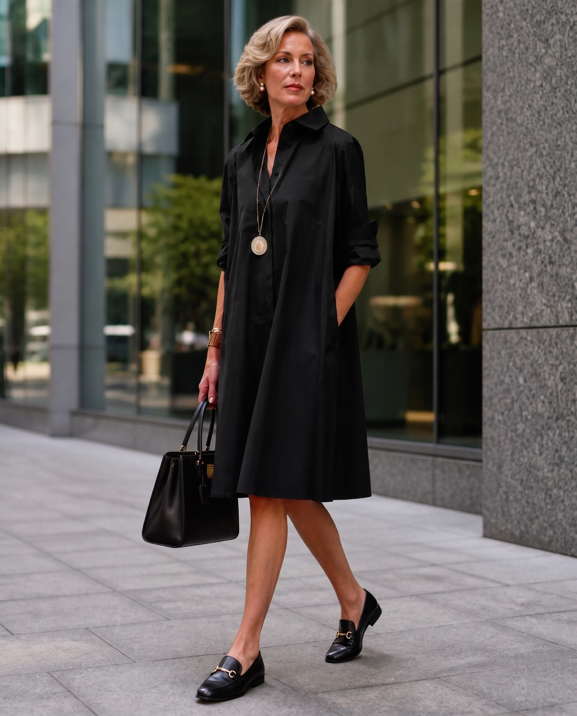 Collared Midi Dress with Pockets — product view