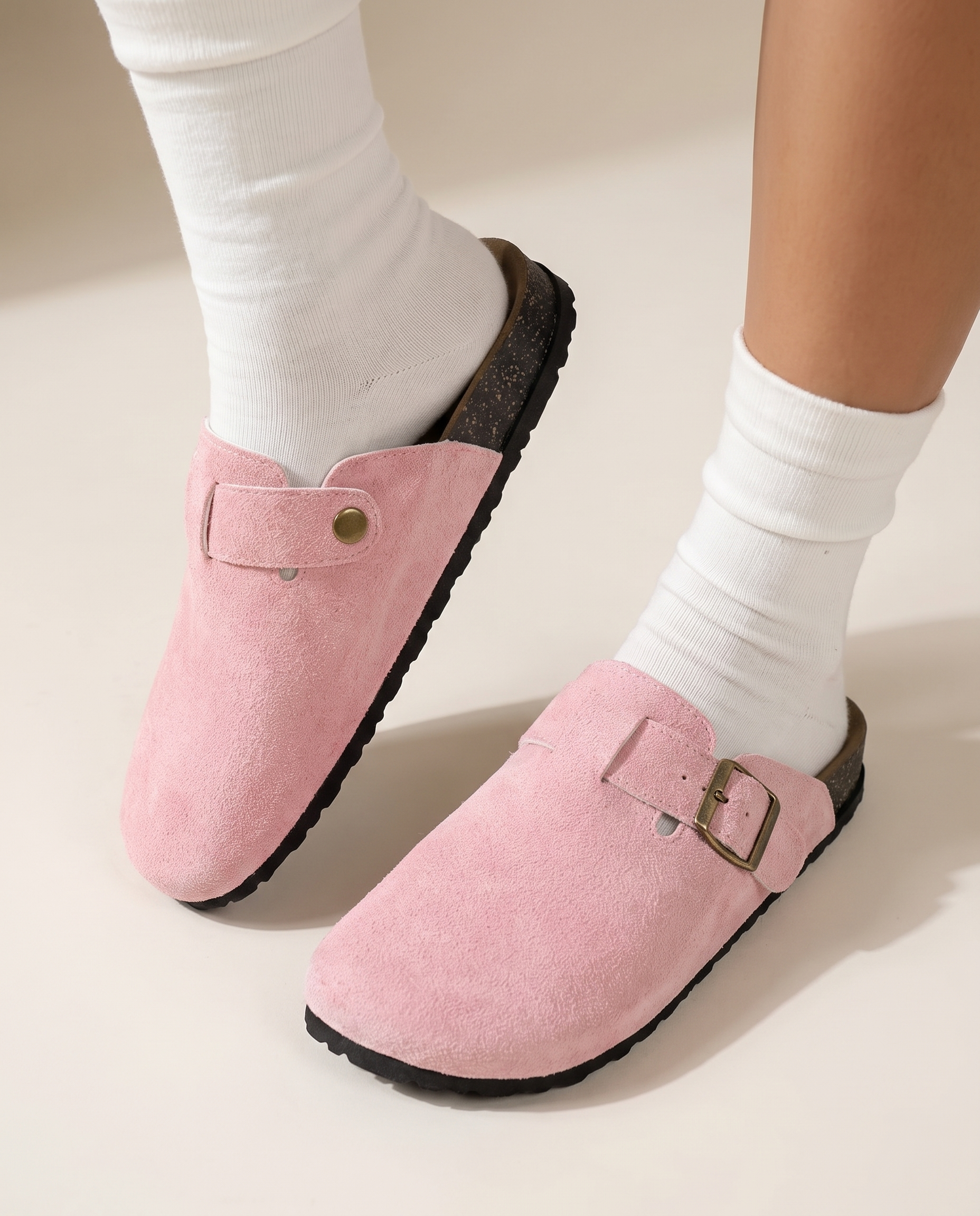 Comfortable Buckle-Strap Everyday Slip-On Clogs — detail view