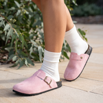 Comfortable Buckle-Strap Everyday Slip-On Clogs — lifestyle view