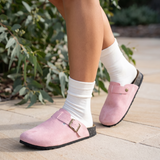 Comfortable Buckle-Strap Everyday Slip-On Clogs — lifestyle view