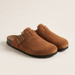 Comfortable Buckle-Strap Everyday Slip-On Clogs — Brown variant