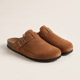 Comfortable Buckle-Strap Everyday Slip-On Clogs — Brown variant