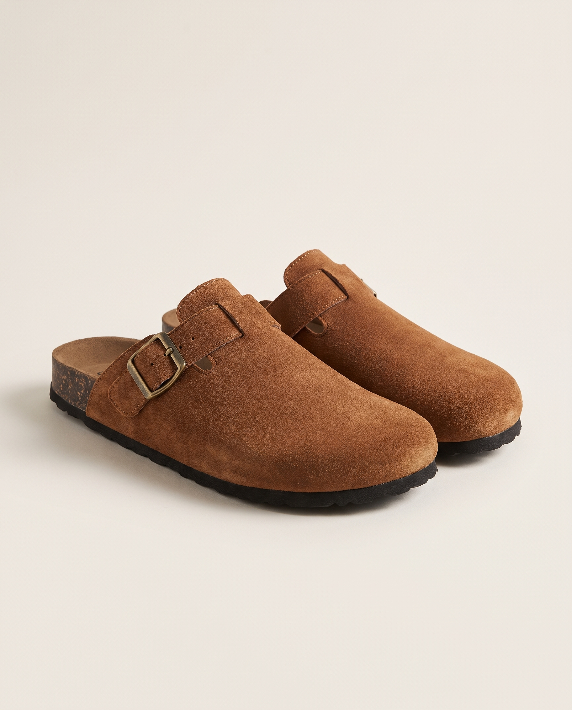 Comfortable Buckle-Strap Everyday Slip-On Clogs — Brown variant