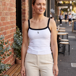 Contrast Trim Crop Tank Top – Australian lifestyle view