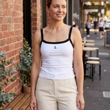 Contrast Trim Crop Tank Top – Australian lifestyle view