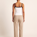 Contrast Trim Crop Tank Top with Square Neck — full-length studio back view on a warm ivory seamless background