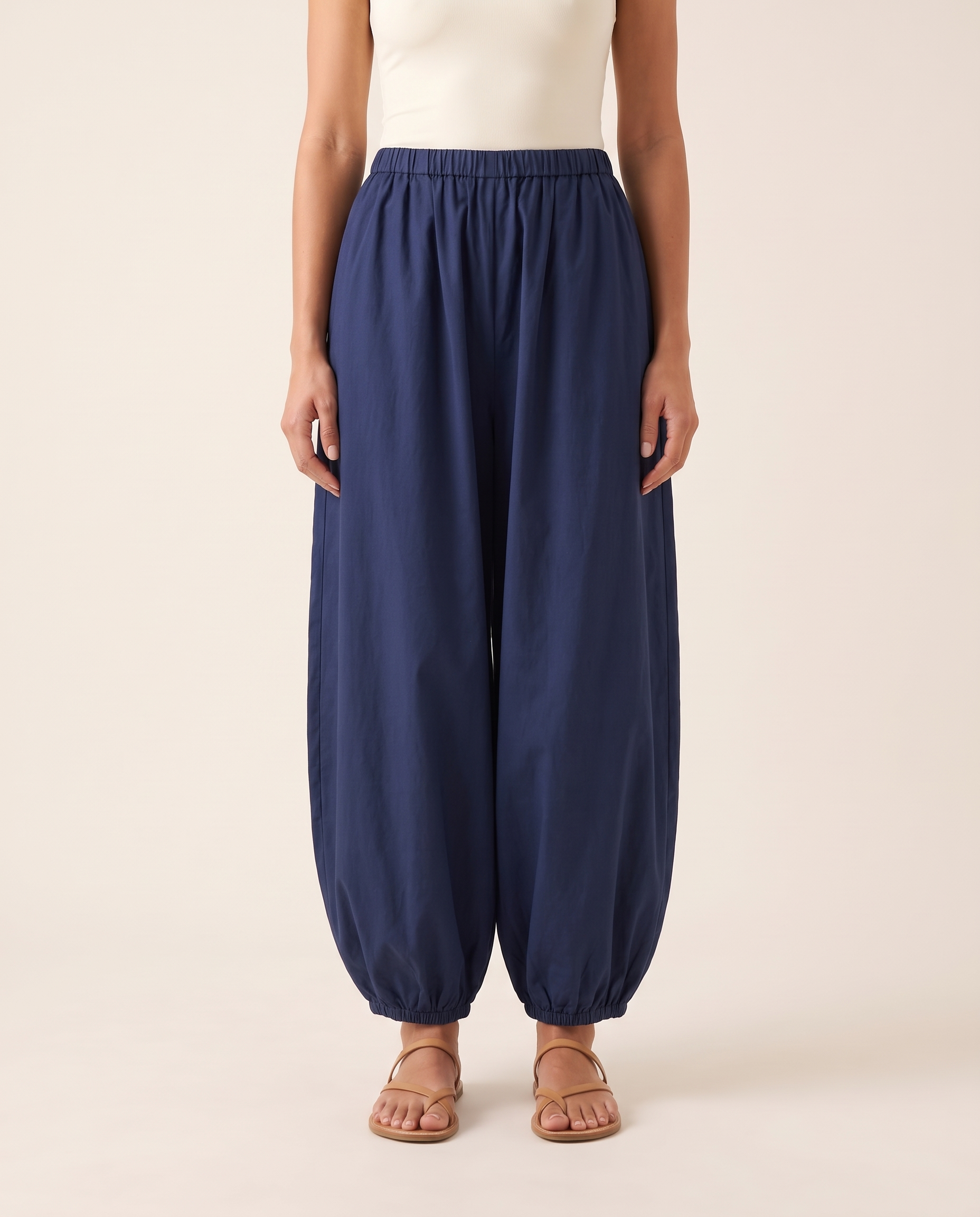 Cotton Bloomer Trousers – Navy front view