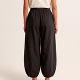 Cotton Lantern Trousers – Black back view