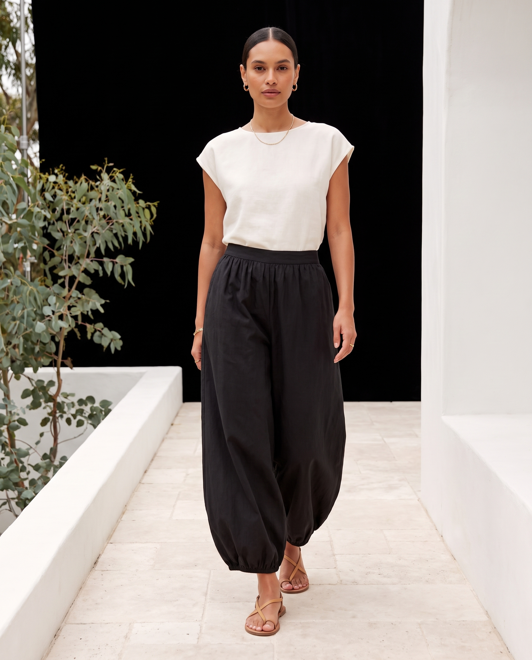 Cotton Lantern Trousers – Black Australian lifestyle