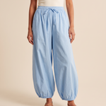 Cotton Lantern Trousers – Blue front view