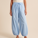 Cotton Lantern Trousers – Blue front view