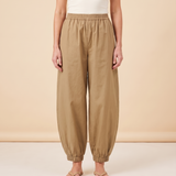 Cotton Lantern Trousers – Khaki front view