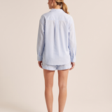 Cotton Long Sleeve Shirt and Striped Short Set – back