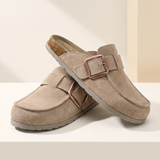 Dahlia Classic Suede Slip-On Mules — detail view