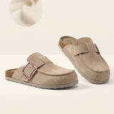 Dahlia Classic Suede Slip-On Mules — side view