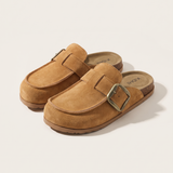 Dahlia Classic Suede Slip-On Mules — Khaki variant