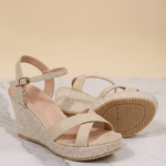 Delia Elegant Platform Wedge Sandals — detail view