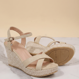 Delia Elegant Platform Wedge Sandals — detail view