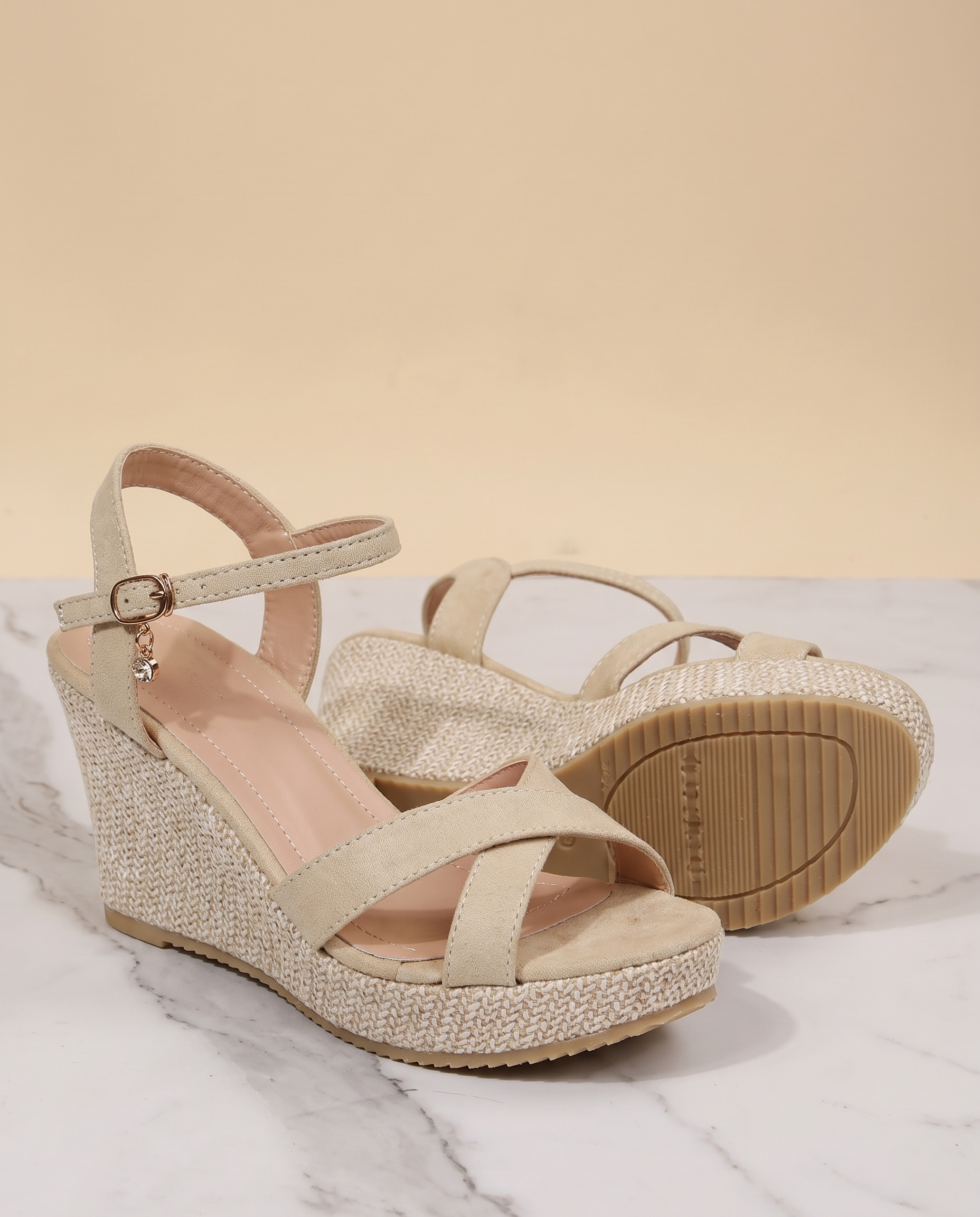 Delia Elegant Platform Wedge Sandals — detail view