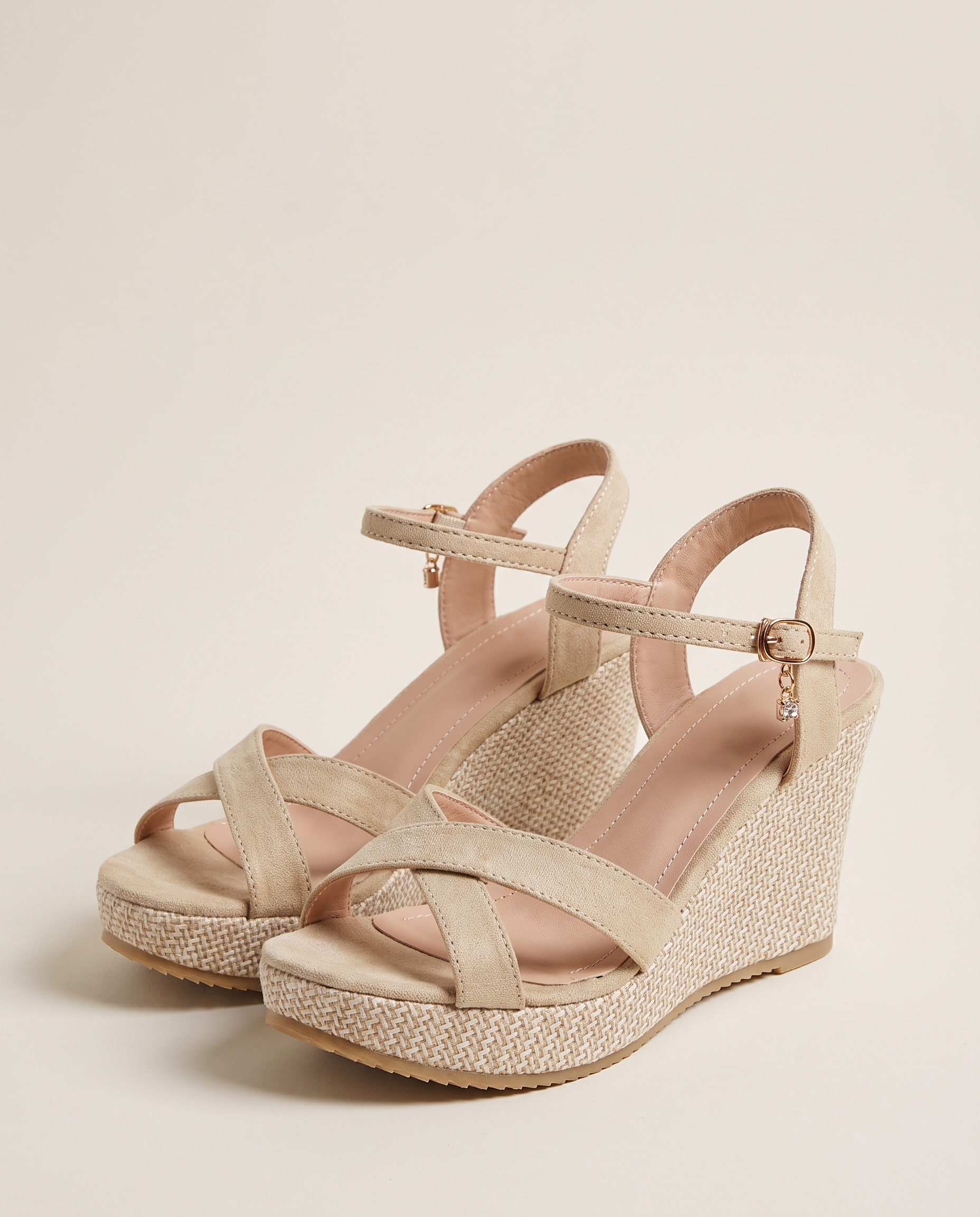 Delia Elegant Platform Wedge Sandals — Beige variant
