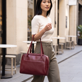 Dove red shoulder bag Australian lifestyle view