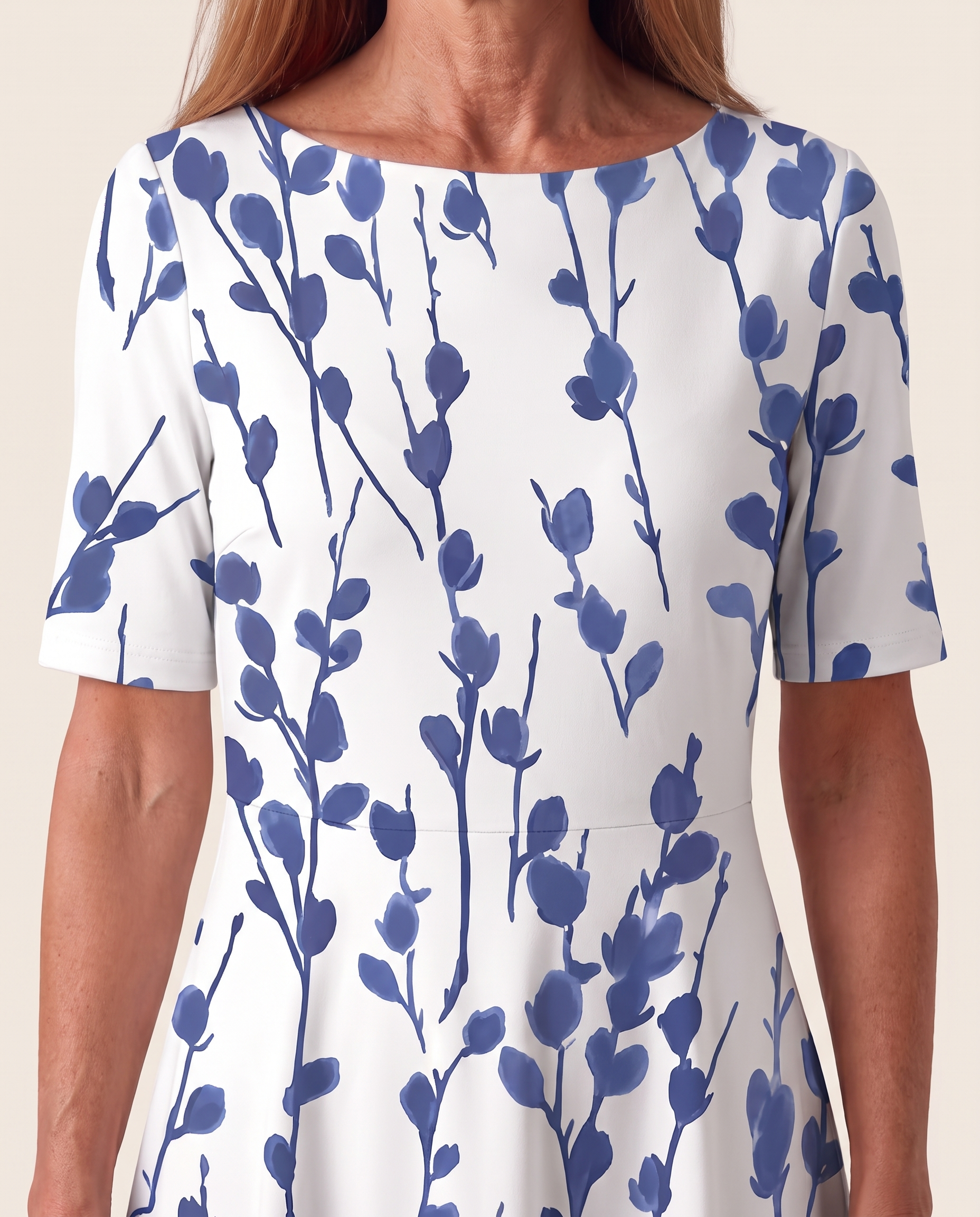 Dress – Coastal Bloom for Sunlit Days — Blue — fabric detail