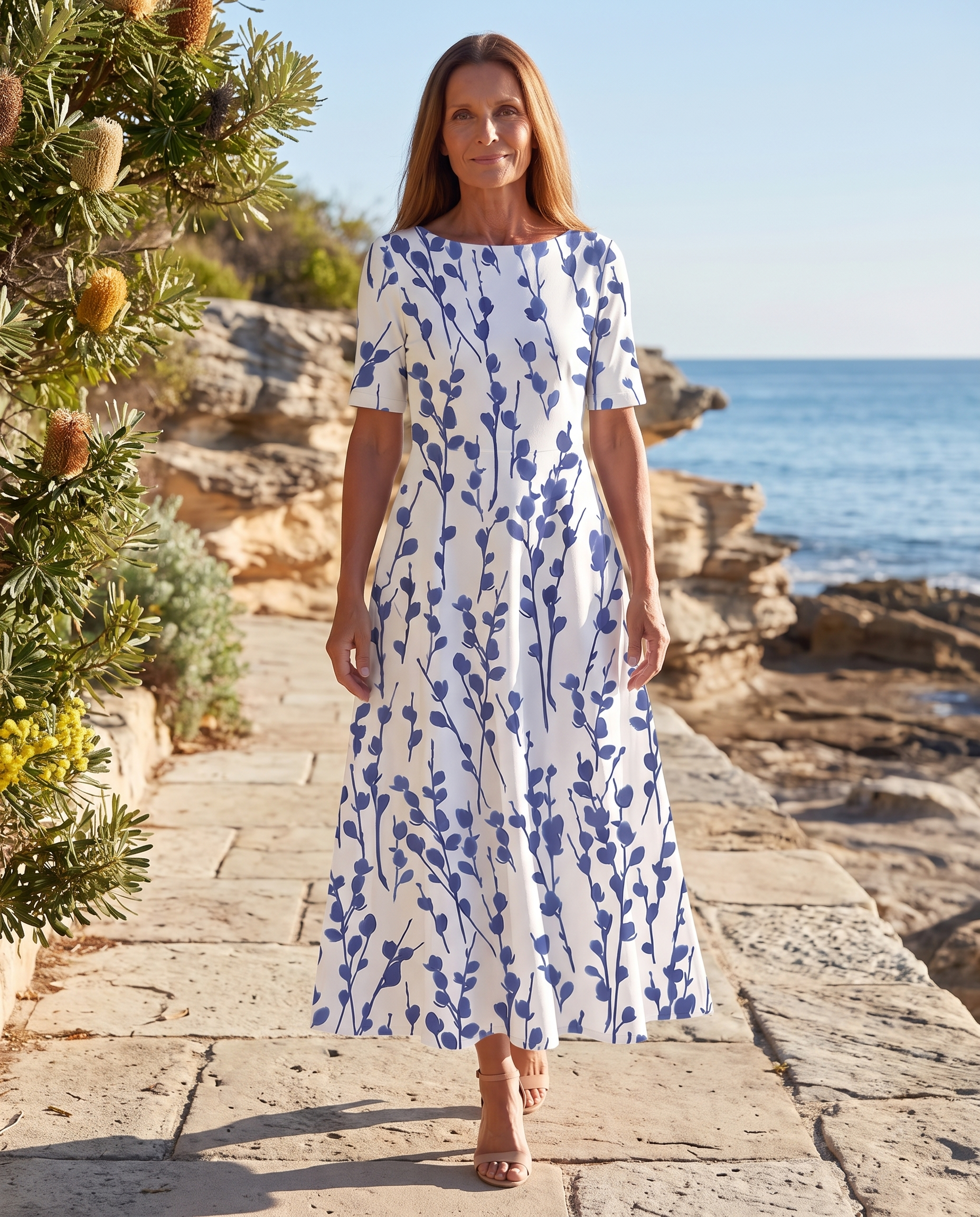 Dress – Coastal Bloom for Sunlit Days — Blue — coastal lifestyle