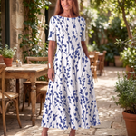 Dress – Coastal Bloom for Sunlit Days — Blue — courtyard lifestyle