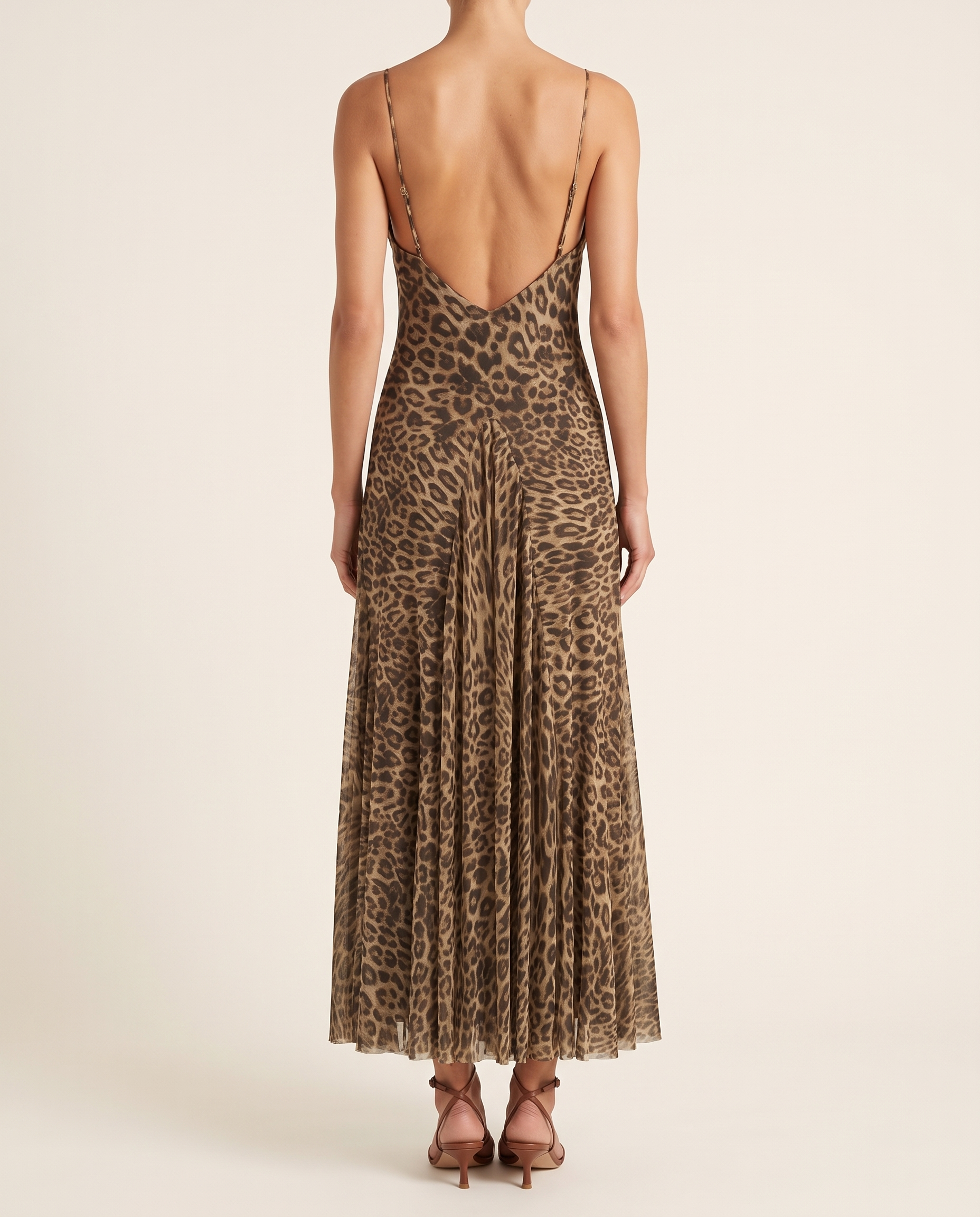 Dune Elegant Leopard-Print Open-Back Maxi Dress — back studio