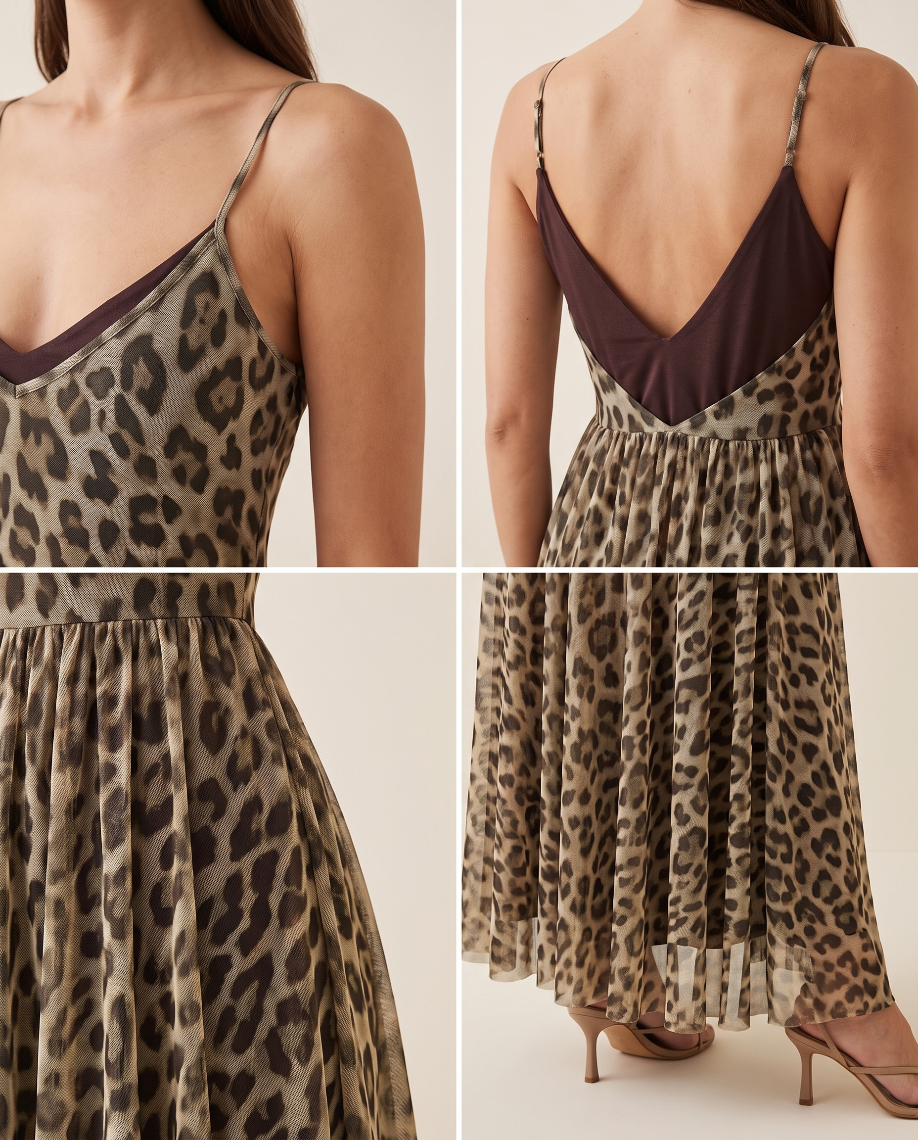 Dune Elegant Leopard-Print Open-Back Maxi Dress — construction detail