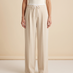 Dune High-Waist Wide-Leg Pants – Beige front view