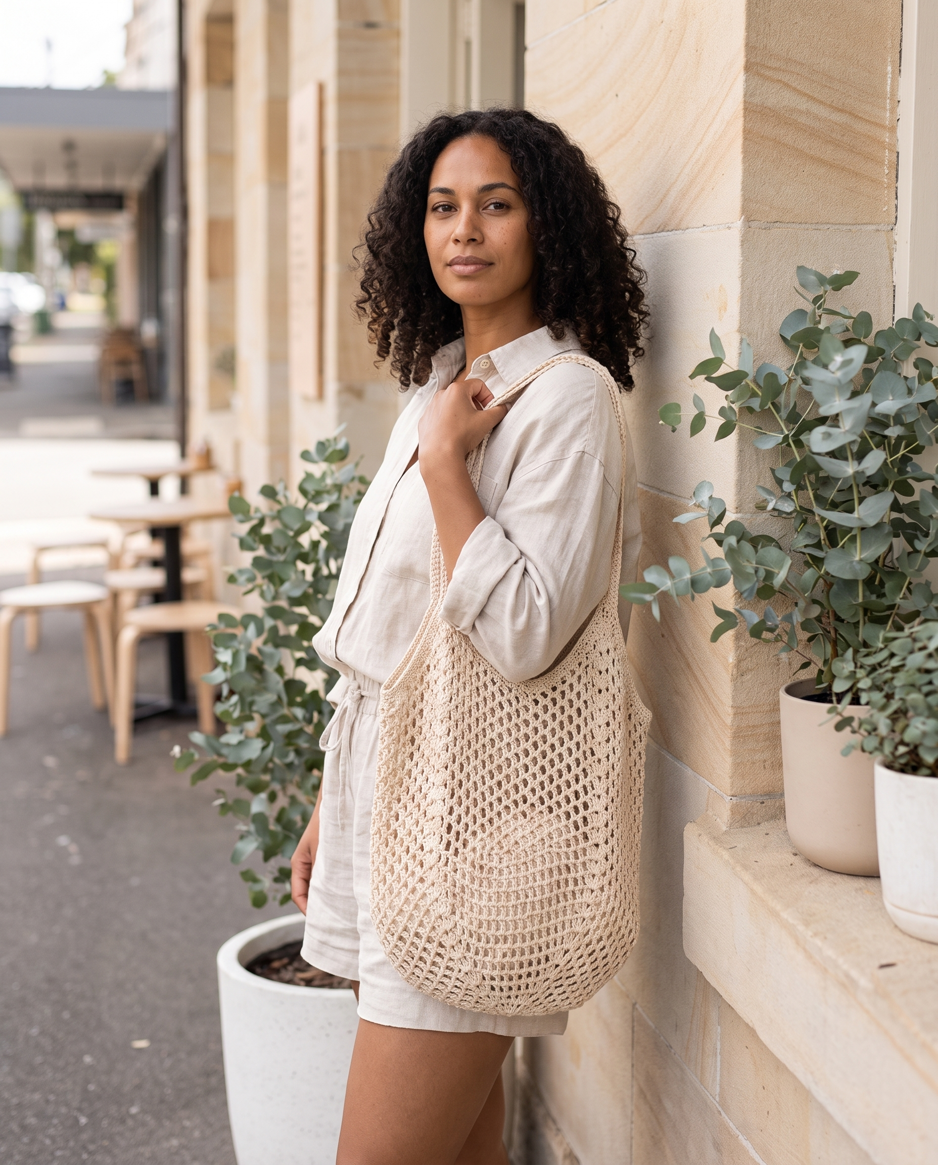 Eden crochet bag close lifestyle view