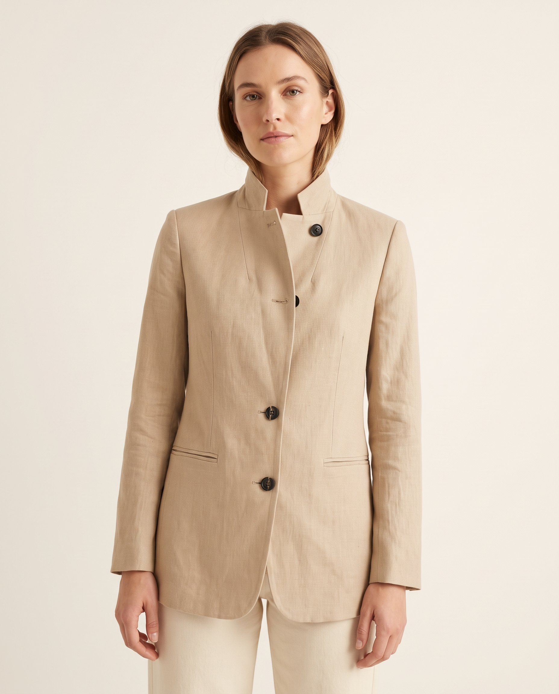 Eden Lightweight Tailored Travel Blazer – studio front view