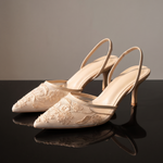 Elegant Floral Embroidered Mesh Slingback Heels — MCZ-R variant