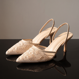 Elegant Floral Embroidered Mesh Slingback Heels — MCZ-R variant