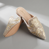 Elegant Floral Embroidered Pointed-Toe Mules — detail view