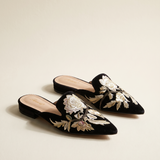 Elegant Floral Embroidered Pointed-Toe Mules — hero view