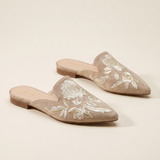 Elegant Floral Embroidered Pointed-Toe Mules — side view