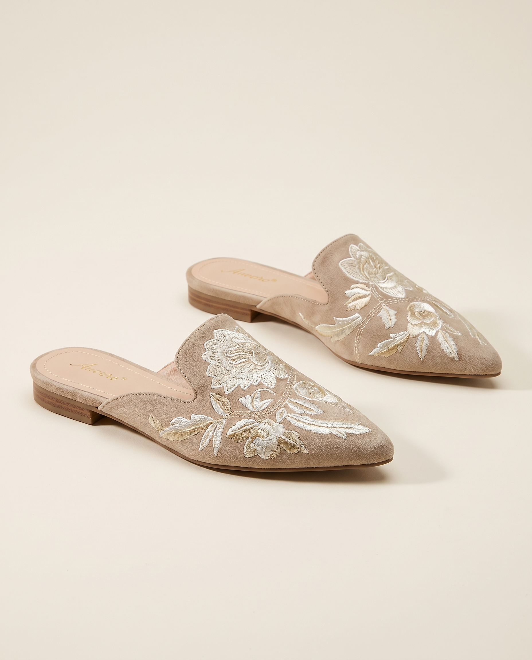 Elegant Floral Embroidered Pointed-Toe Mules — side view