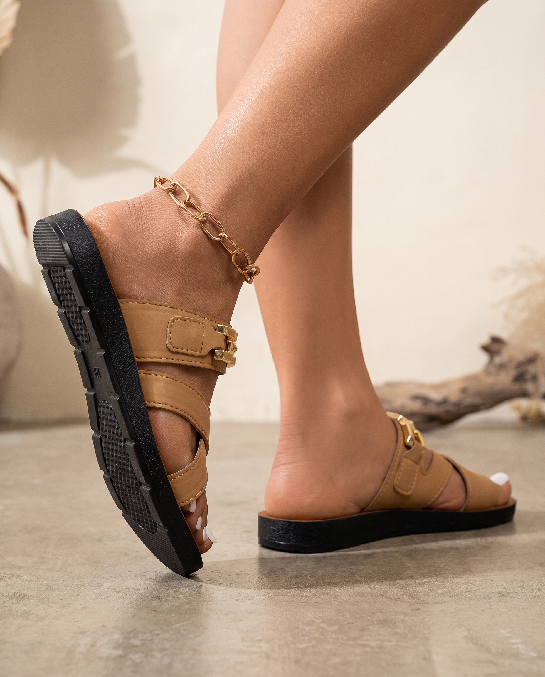 Esme Comfortable Lace Slip-On Sandals — detail view