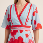 Esme | Flattering Flowing Maxi Dress — Red — fabric detail