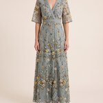 Esme | Flattering Flowing Maxi Dress — Gray — studio front
