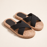 Comfortable Everyday Flat Slides black front view