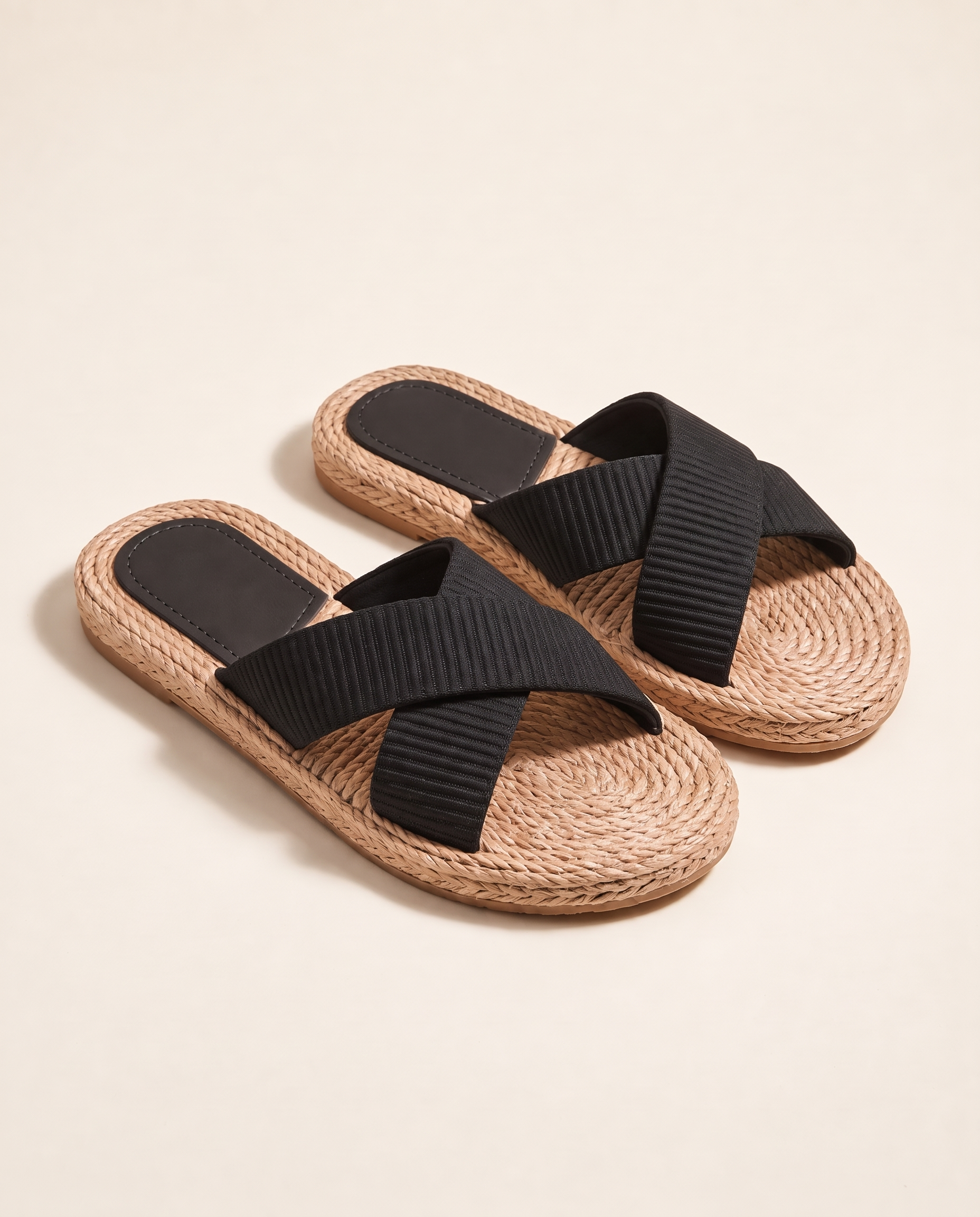 Comfortable Everyday Flat Slides black front view
